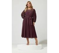 Yours Women's Pleated Maxi Dress in Dark Red | Size: 10