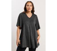 Yours Women's Pleated Metallic Top in Black | Size: 18 Yours Black 18