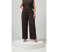 Yours Women's Pleated Wide Leg Trousers in Chocolate | Size: 26/28