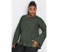 Yours Women's Plisse Flute Sleeve Top in Green | Size: 22-24 Yours Green 22-24