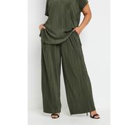Plisse Wide Leg Trousers Yours Light Khaki 26-28
