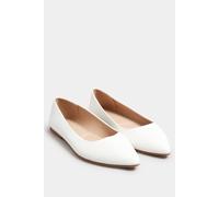 Yours - Pointed Ballet Pumps in Wide E & Extra Wide Eee Fit - Women's White