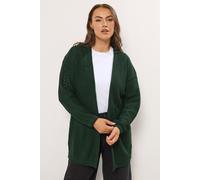 Pointelle Chunky Knitted Cardigan Yours Dark Green 22-24