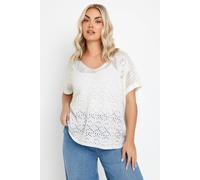 Yours Women's Pointelle Knitted Top in White | Size: 22-24 Yours White 22-24