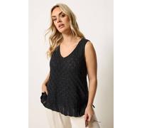 Yours Women's Pointelle Knitted Vest Top in Black | Size: 22-24 Yours Black 22-24