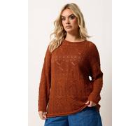 Yours Women's Pointelle Stitch Jumper in Burnt Orange | Size: 30-32 Yours Burnt Orange 30-32