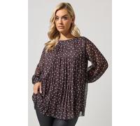 Yours Women's Polka Dot Blouse in Brown | Size: 24