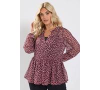 Yours Women's Polka Dot Blouse in Burgundy | Size: 26-28 Yours Burgundy 26-28