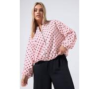 Yours Women's Polka Dot Bomber Jacket in Baby Pink | Size: 16