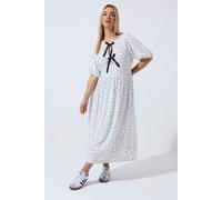 Yours Women's Polka Dot Bow Dress in Ivory | Size: 22-24 Yours Ivory 22-24