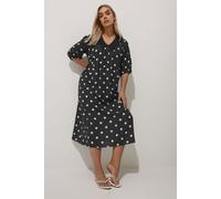 Polka Dot Collared Dress Yours Black 16