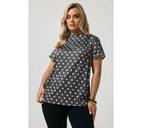 Yours Women's Polka Dot Drape Shoulder Top in Chocolate | Size: 16