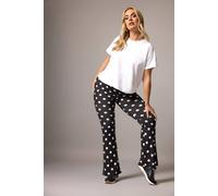 Yours Women's Polka Dot Flared Trousers in Black | Size: 18 Yours Black 18
