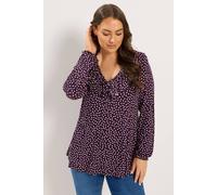Yours Women's Polka Dot Frill Blouse in Purple | Size: 16 Yours Purple 16