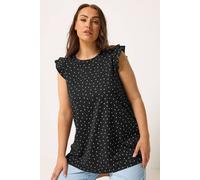 Yours Curve Polka Dot Frill Sleeve Vest Top - Women's - Plus Size Curve