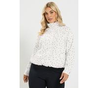 Yours Women's Polka Dot Funnel Neck Bomber Jacket in White | Size: 30-32 Yours White 30-32