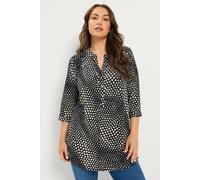 Yours Women's Polka Dot Half Placket Shirt in Black | Size: 20