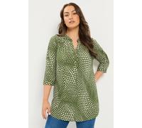 Yours Women's Polka Dot Half Placket Shirt in Olive | Size: 16