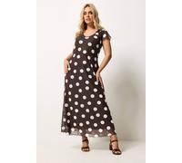 Yours Curve Brown Polka Dot Mesh Maxi Dress - Women's - Plus Size Curve