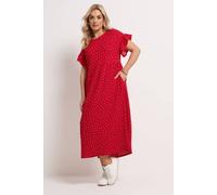 Yours Curve Polka Dot Midaxi Dress - Women's - Plus Size Curve Red