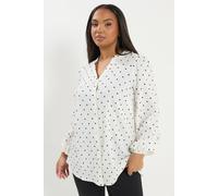 Yours Women's Polka Dot Notch Neck Blouse in White | Size: 16 Yours White 16