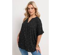Yours Women's Polka Dot Notch Neck Top in Black | Size: 18
