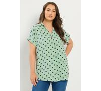 Yours Women's Polka Dot Pleat Front Shirt in Pale Green | Size: 20