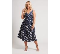 Polka Dot Pleated Midi Dress Yours Dark Navy 20