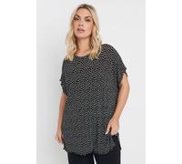 Yours Women's Polka Dot Print Plisse T-Shirt in Black | Size: 14 Yours Black 14