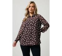Yours Women's Polka Dot Printed Shirt in Brown | Size: 10