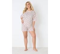 Yours Women's Polka Dot Pyjama Shorts in Light Pink | Size: 18-20 Yours Light Pink 18-20