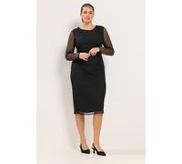 Yours Women's Polka Dot Ruched Side Midi Dress in Black | Size: 30/32