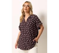 Yours Curve Brown Polka Dot Shirt - Women's - Plus Size Curve