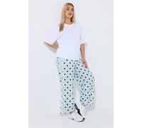 Yours Women's Polka Dot Side Stripe Trousers in Baby Blue | Size: 26-28 Yours Baby Blue 26-28