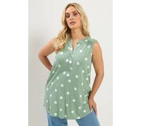Yours Women's Polka Dot Sleeveless Swing Blouse in Light Green | Size: 18