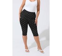 Yours Women's Polka Dot Slit Capri's Trouser in Black | Size: 20
