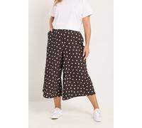 Yours Women's Polka Dot Textured Culottes in Chocolate | Size: 26-28 Yours Chocolate 26-28