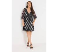 Yours Curve Polka Dot Tunic Top - Women's - Plus Size Curve Black