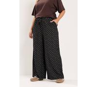 Yours Women's Polka Dot Wide Leg Trousers in Black | Size: 20S Yours Black 20S