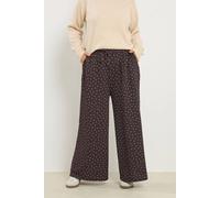 Yours Women's Polka Dot Wide Leg Trousers in Chocolate | Size: 22-24 Yours Chocolate 22-24
