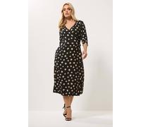 Yours Curve Polka Dot Wrap Dress - Women's - Plus Size Curve Black