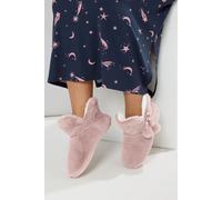 Yours - Pom Pom Faux Fur Boot Slippers - Women's