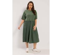 Yours Women's Poplin Midi Dress in Light Khaki | Size: 14