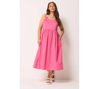 Yours Women's Poplin Midi Dress in Pink | Size: 26-28 Yours Pink 26-28