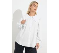 Yours Curve Poplin Statement Collar Shirt - Women's - Plus Size Curve White