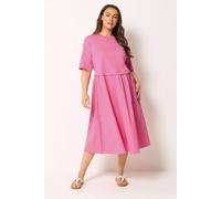 Yours Curve Poplin T-Shirt Midi Dress - Women's - Plus Size Curve Pink
