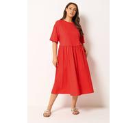 Yours Curve Poplin T-Shirt Midi Dress - Women's - Plus Size Curve Orange