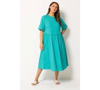 Yours Curve Turquoise Poplin T-Shirt Midi Dress - Women's - Plus Size Curve