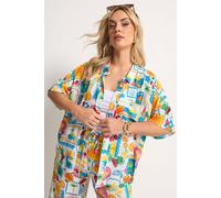 Yours Women's Postcard Print Crinkle Shirt | Size: 20 Yours Multicolor 20