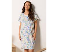 Yours Women's Postcard Print Dipped Back Nightdress | Size: 18-20 Yours Multicolor 18-20